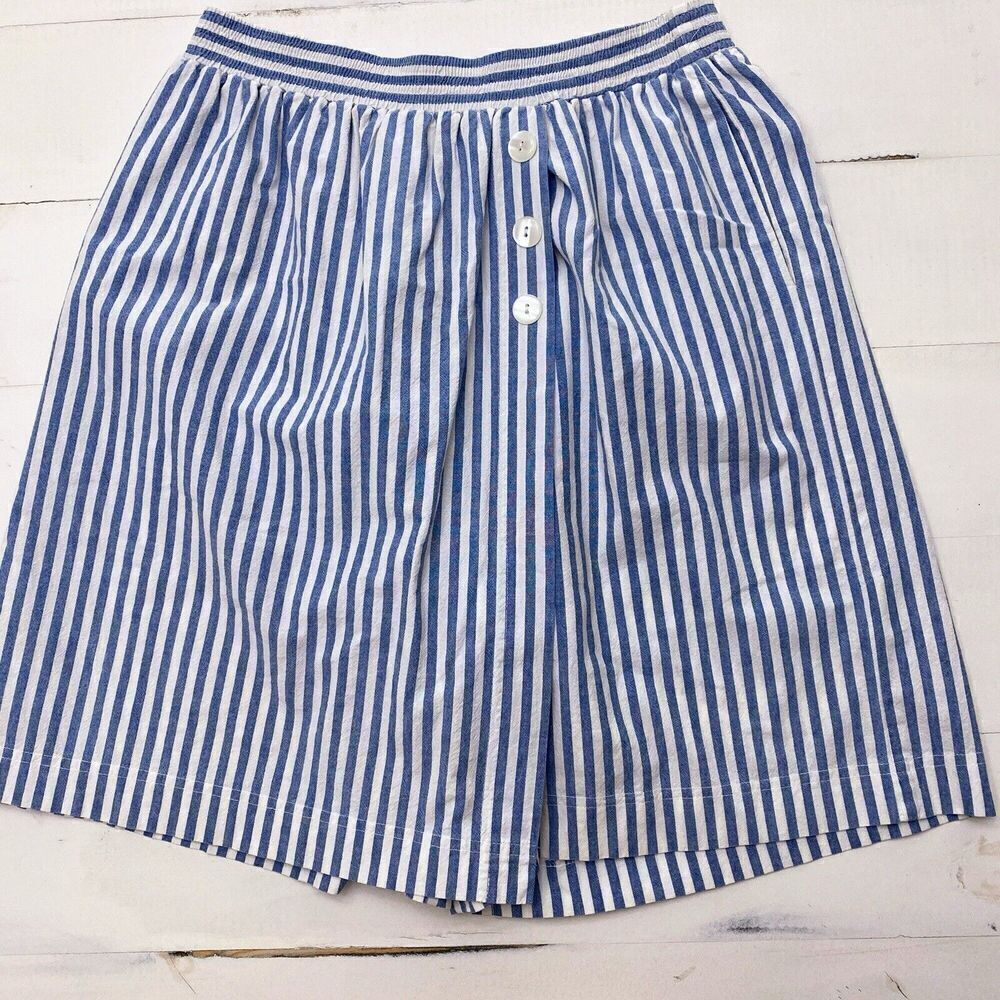 Victoria Morgan Large Blue White Stripe Skort